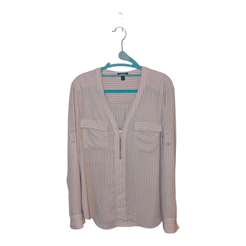 Express Pink Striped Button Down Shirt